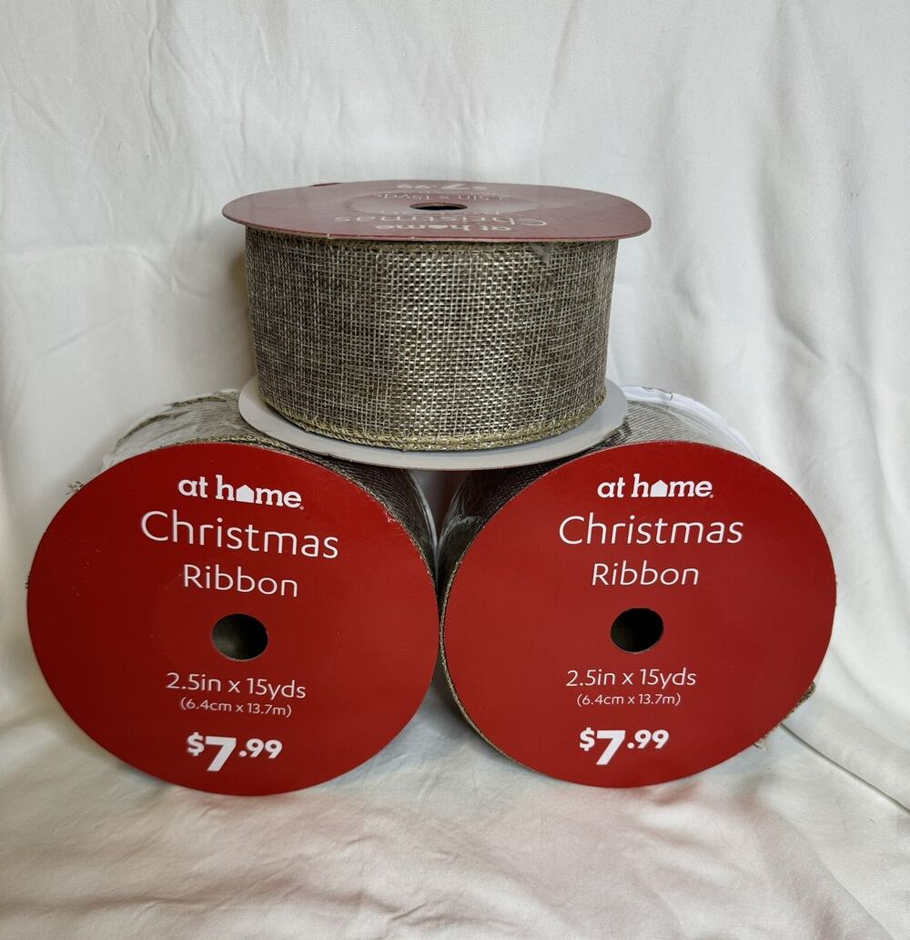 New at home Christmas Natural Wire Burlap Edges 2.5” X 15 Yards Lightweight Easy